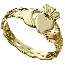 Claddagh Ring - Ladies Irish 10k Gold Trinity Knot Weave Celtic Band  Product Image