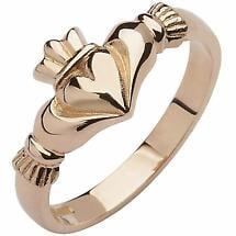 Irish Wedding Band - 10k Rose Gold Ladies Elegant Claddagh Ring Product Image