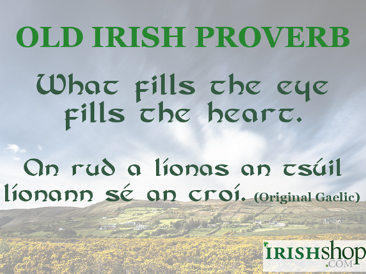 OLD IRISH PROVERB What fills the eye fills the heart. 