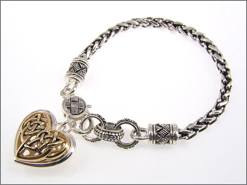 celtic bracelet - two tone celtic heart bracelet