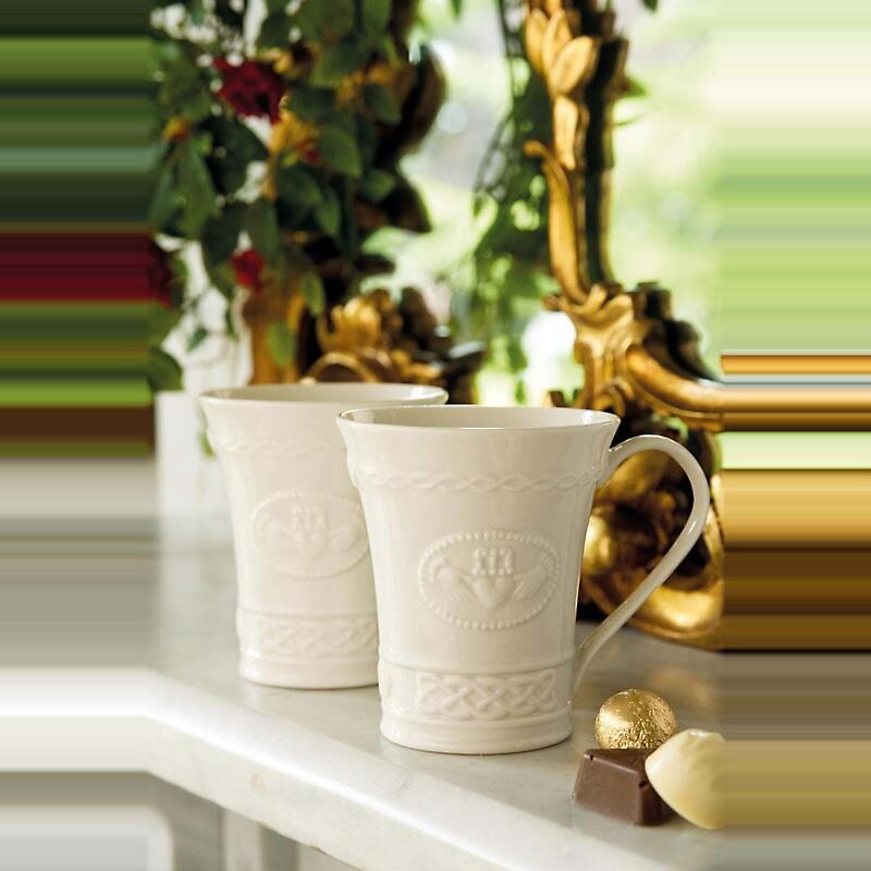 belleek claddagh mugs - set of 2