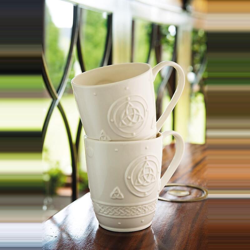 belleek celtic mugs - set of 2