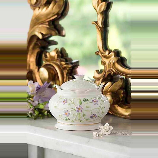 Belleek Irish Flax Trinket Box