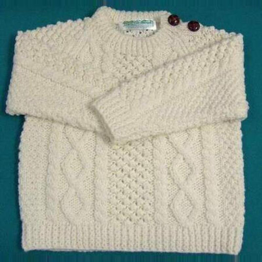Irish Sweater - Children's Button Crew Aran Sweater