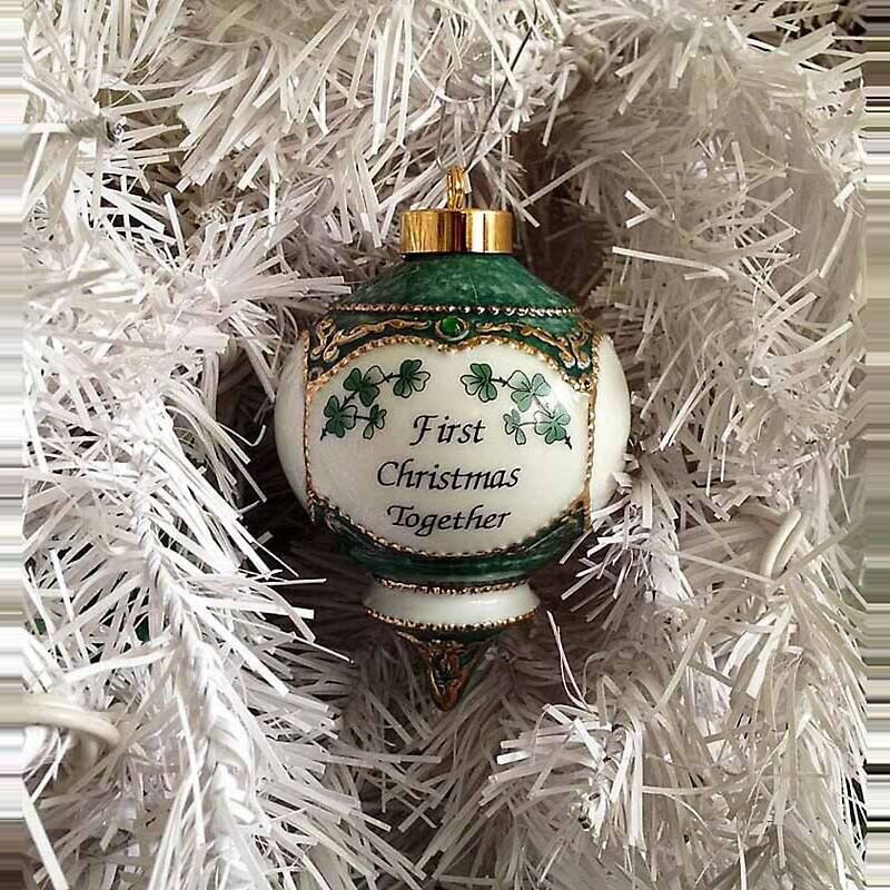 irish christmas ornament - first christmas together with shamrocks ornament