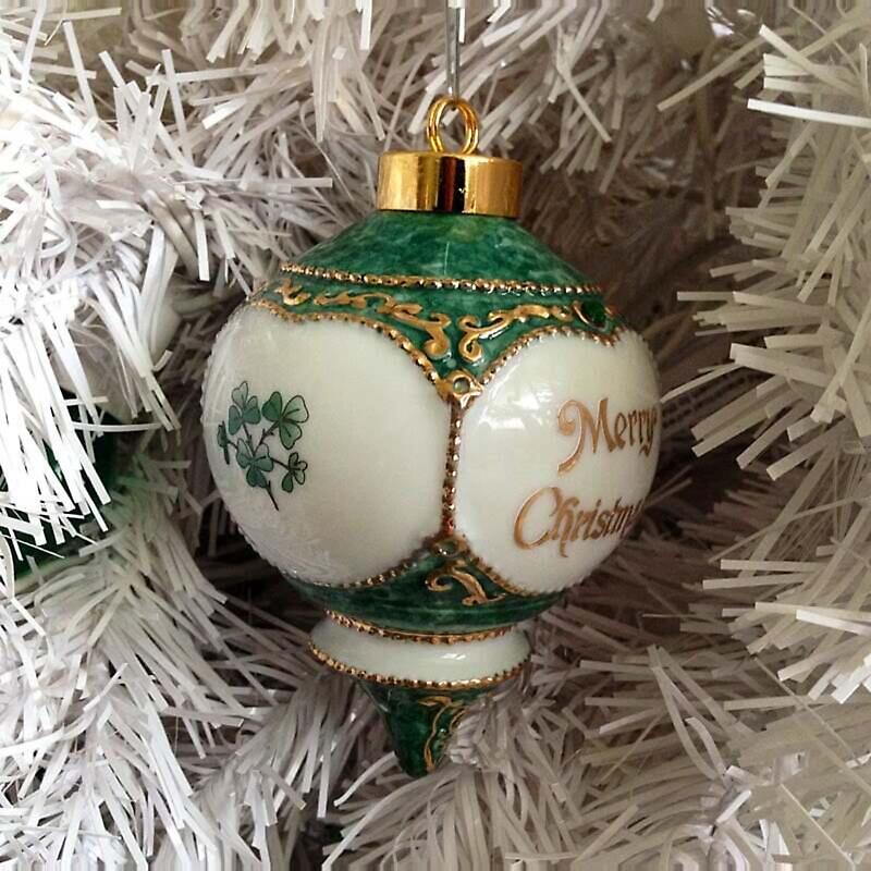 irish christmas ornament - merry christmas with shamrocks ornament