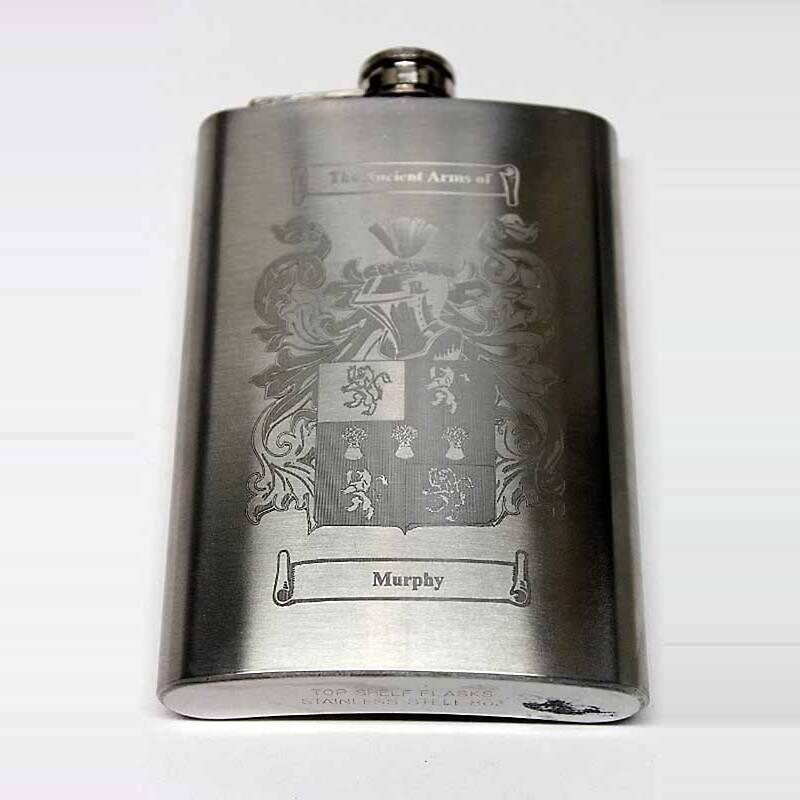 coat of arms personalized 8oz irish hip premium flask