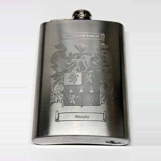 Coat of Arms Personalized 8oz Irish Hip Premium Flask