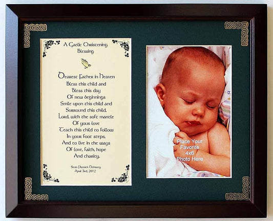 Personalized A Gaelic Christening Blessing Photo Verse Framed Print