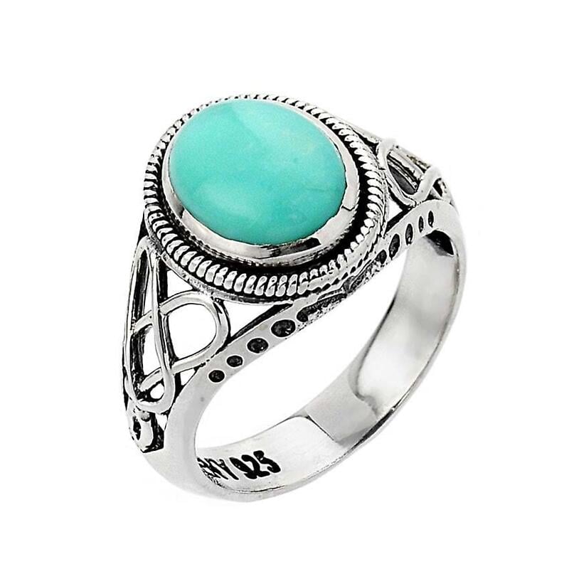 celtic ring - sterling silver trinity knot turquoise ring