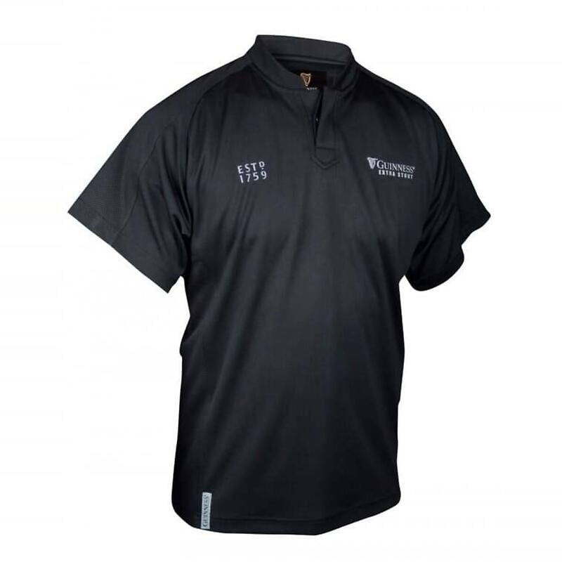 guinness black embossed print rugby shirt