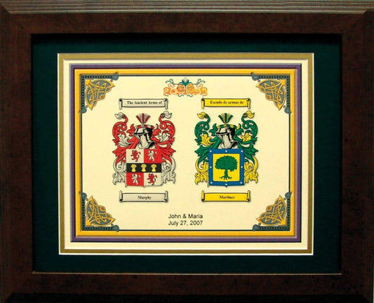Personalized 11 x 14 Coat of Arms Anniversary Matted & Framed Print