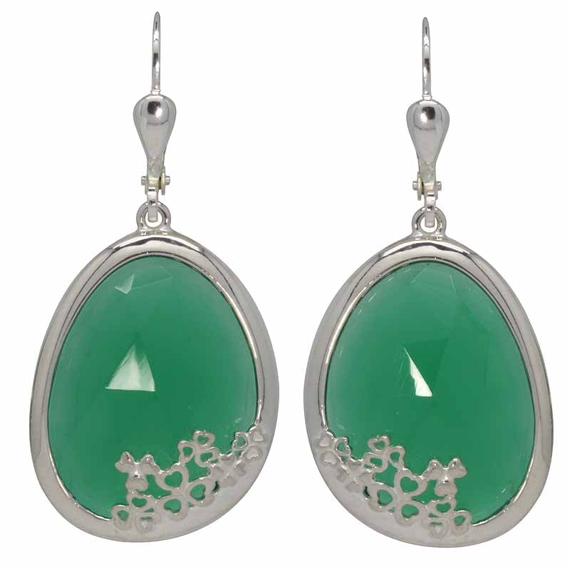shamrock earrings - green onyx