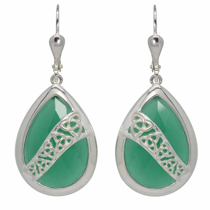 trinity earrings - green onyx