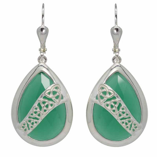 Trinity Earrings - Green Onyx