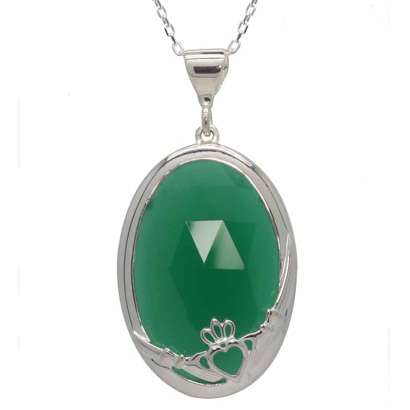 claddagh pendant - green onyx