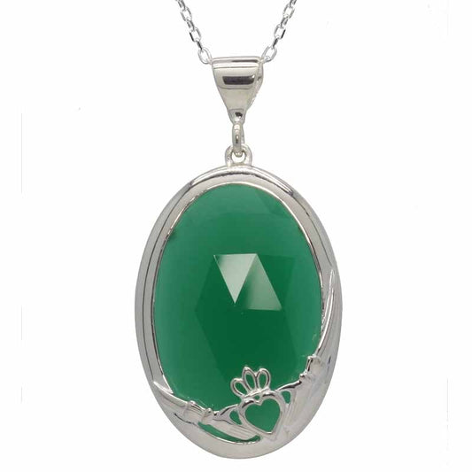 Claddagh Pendant - Green Onyx