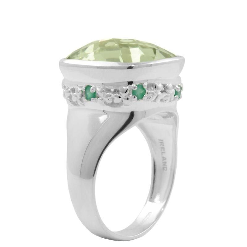 shamrock ring - green amethyst and green agate shamrock ring