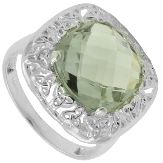 Trinity Knot Ring - Green Amethyst Filigree Trinity Knot Ring