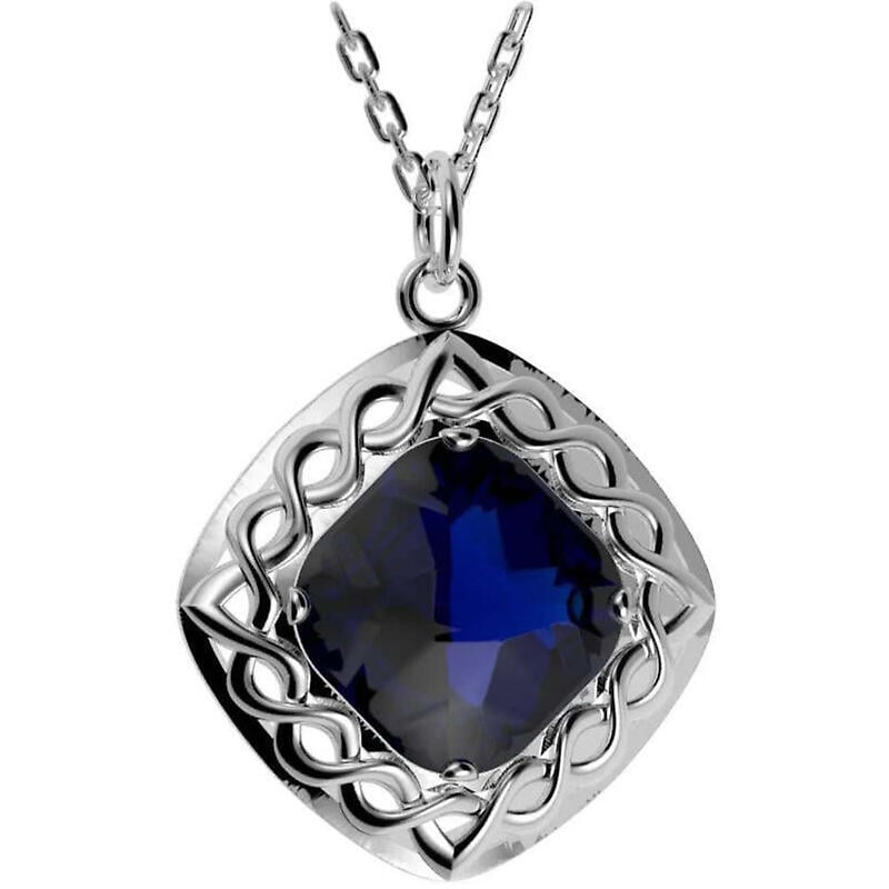 irish necklace | sterling silver blue quartz cable celtic weave pendant