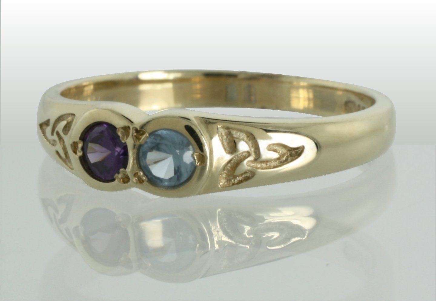 family birthstone trinity knot ring - 2 stones
