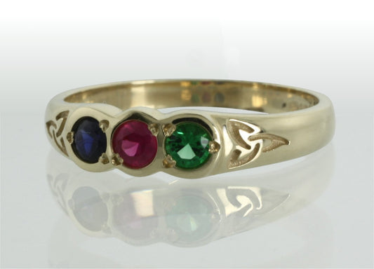Family Birthstone Trinity Knot Ring - 3 Stones