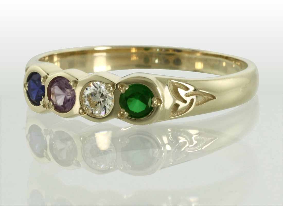 family birthstone trinity knot ring - 4 stones