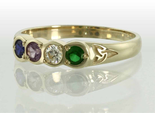 Family Birthstone Trinity Knot Ring - 4 Stones