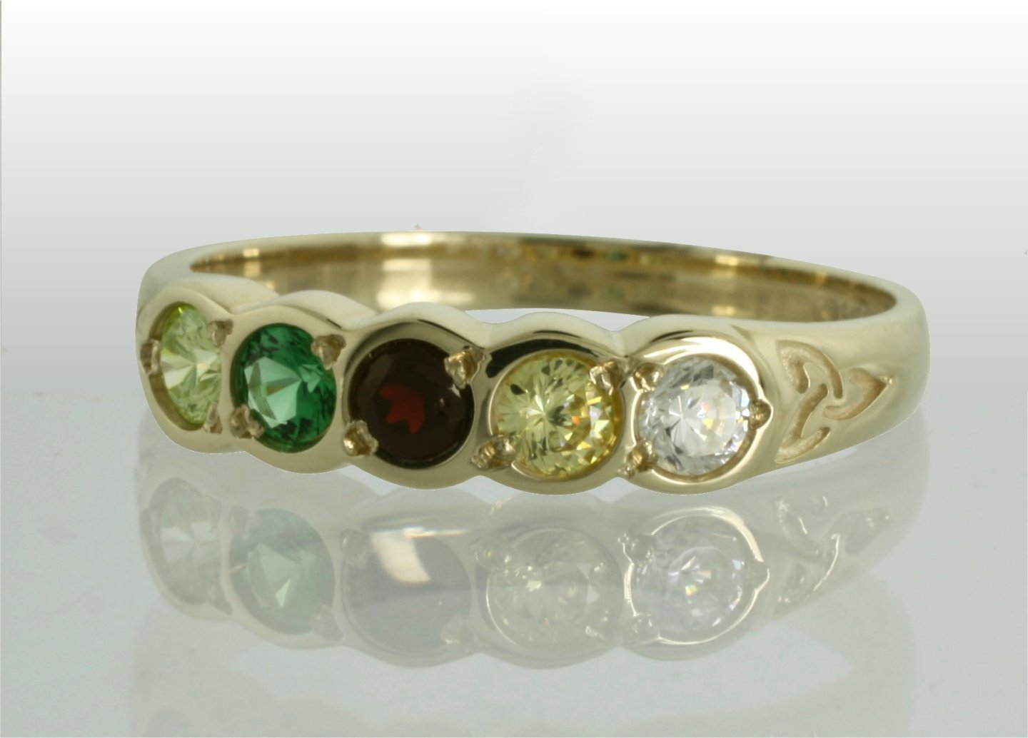 family birthstone trinity knot ring - 5 stones
