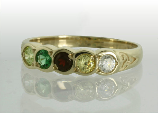 Family Birthstone Trinity Knot Ring - 5 Stones