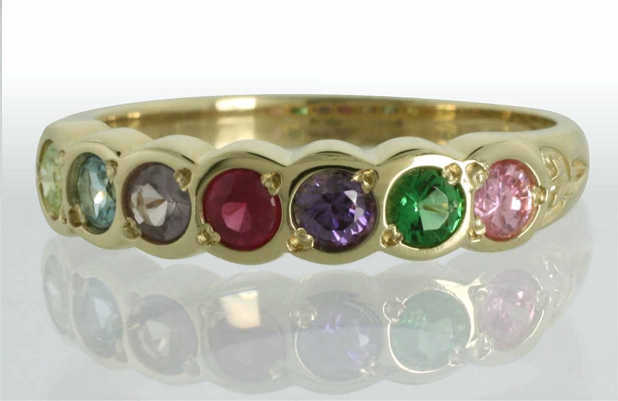 family birthstone trinity knot ring - 7 stones