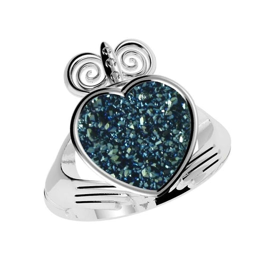 Claddagh Ring - Drusy Blue