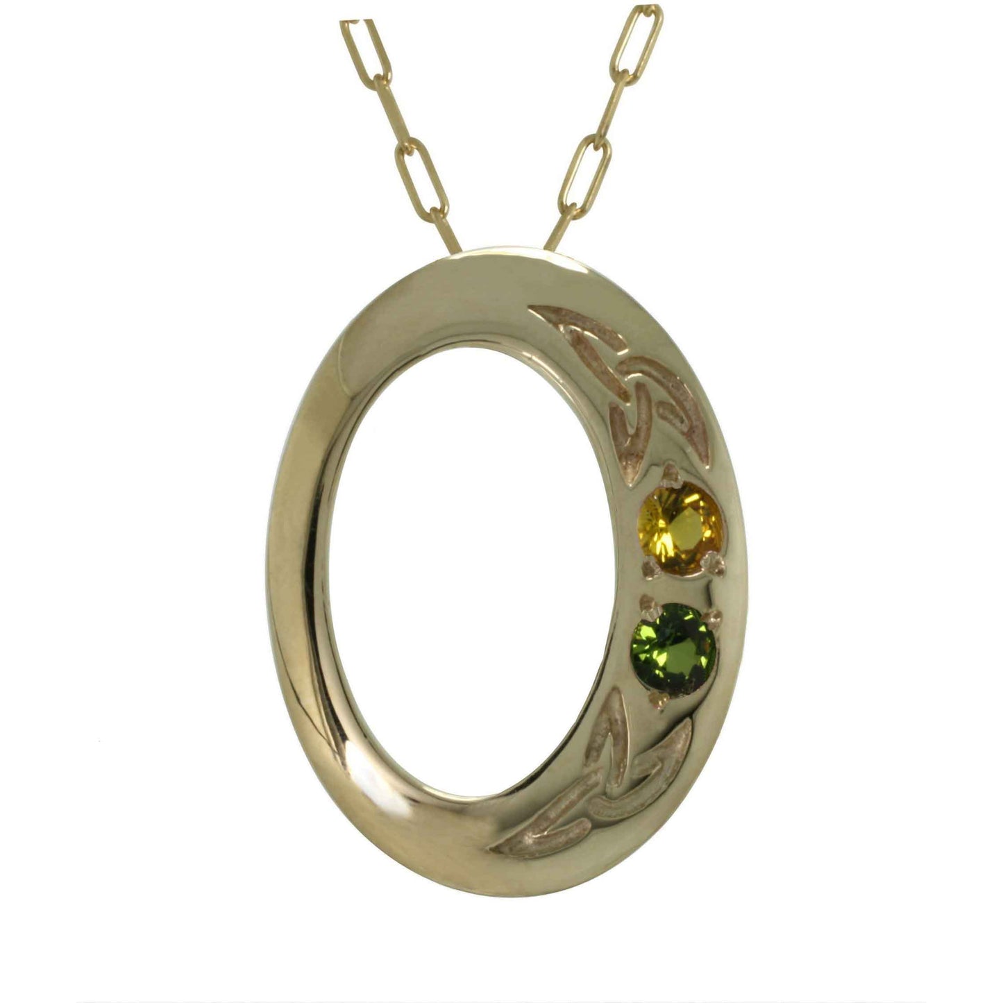 family birthstone trinity knot pendant - 2 stones