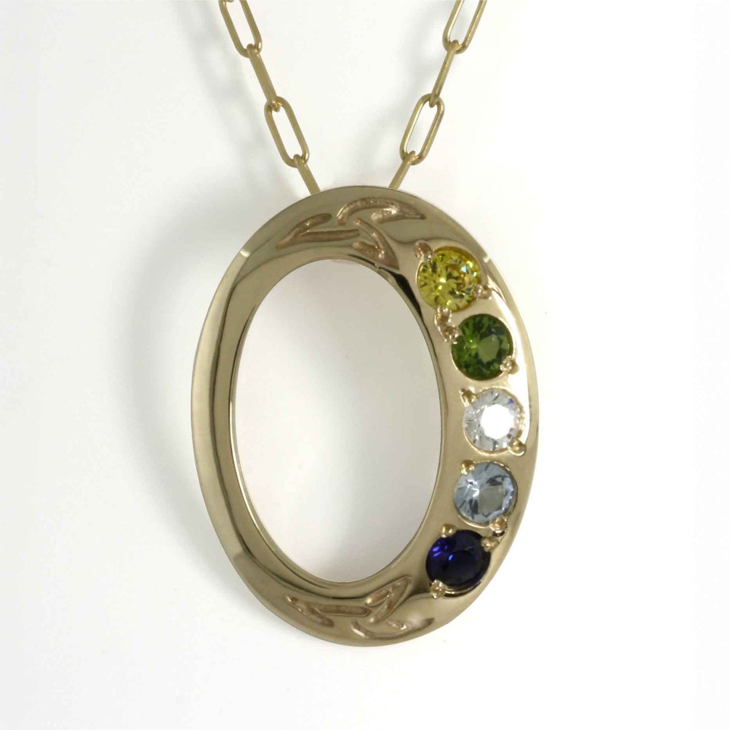 family birthstone trinity knot pendant - 5 stones