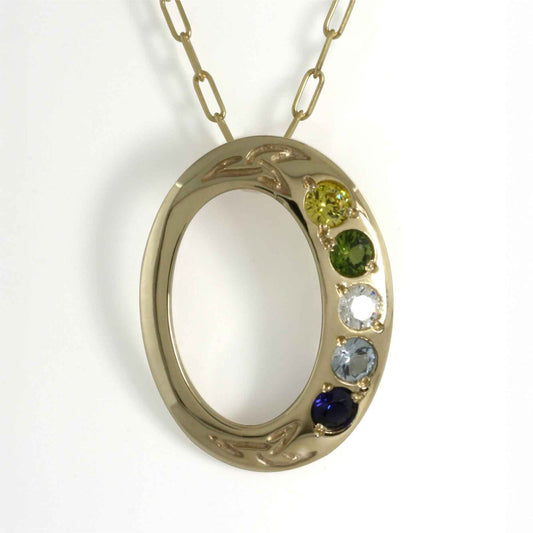 Family Birthstone Trinity Knot Pendant - 5 Stones