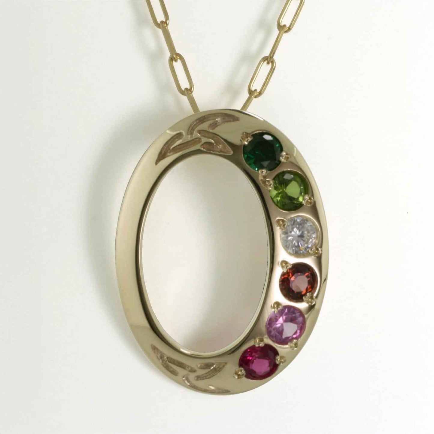 family birthstone trinity knot pendant - 6 stones