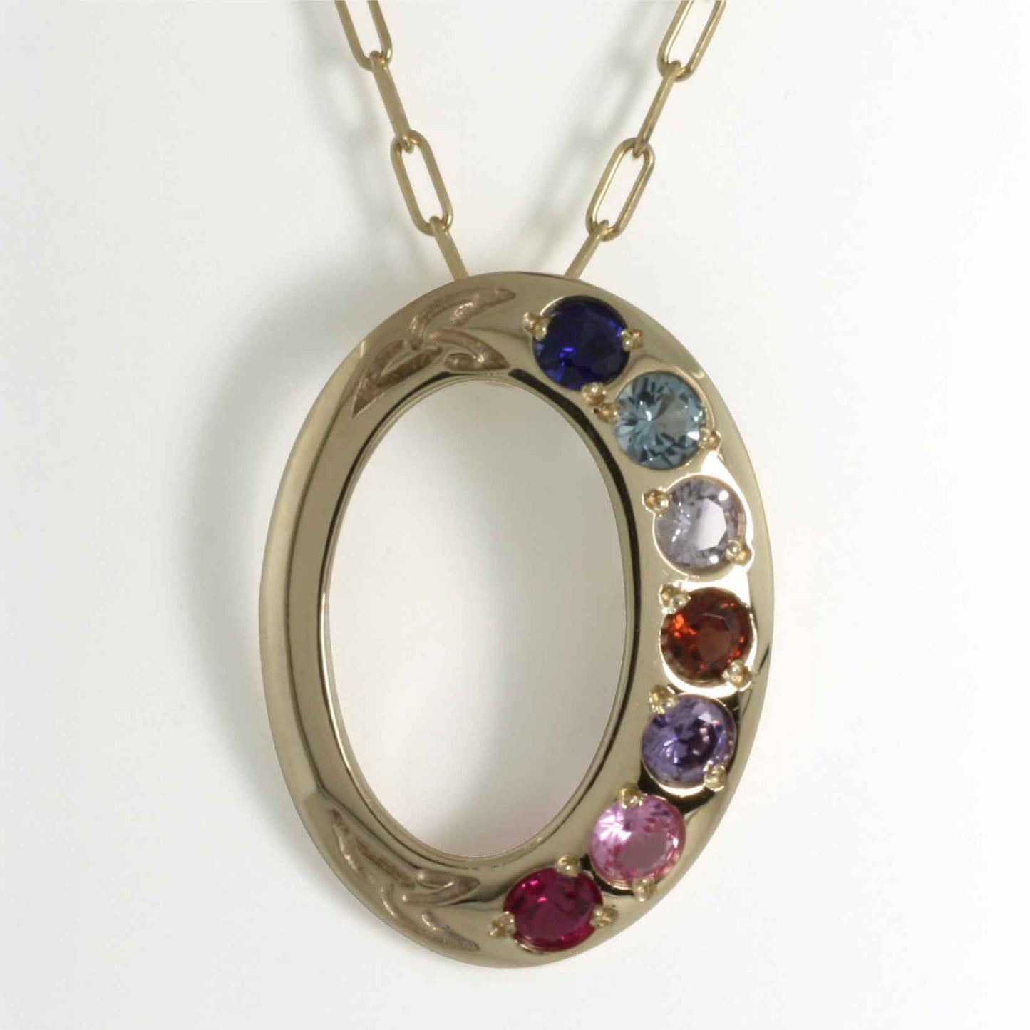 family birthstone trinity knot pendant - 7 stones
