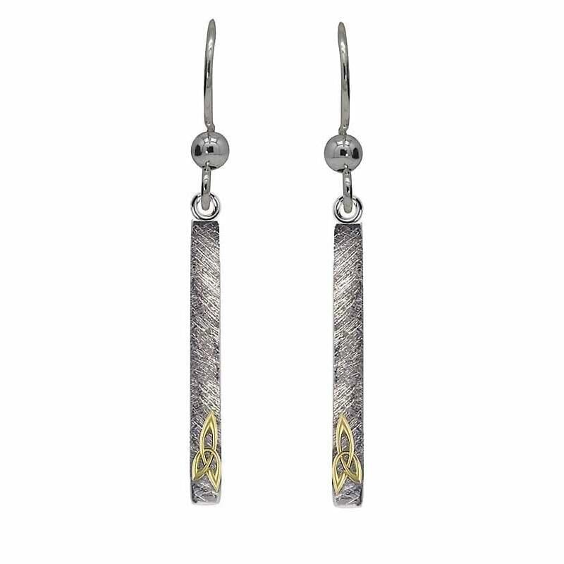 celtic earrings - sterling silver trinity knot bar earrings