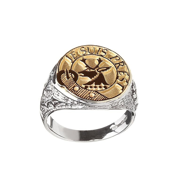 celtic ring - coat of arms sterling sterling silver and 10k gold ladies solid scottish clan ring