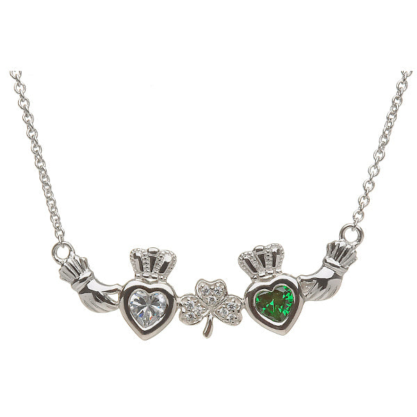 sterling silver mother's family necklace - shamrock