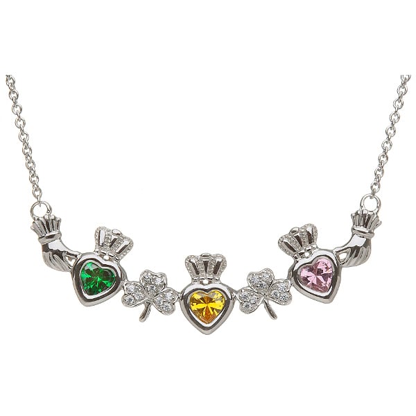 sterling silver mother's family necklace - shamrock