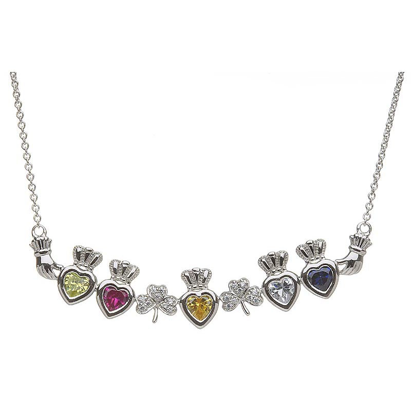 sterling silver mother's family necklace - shamrock