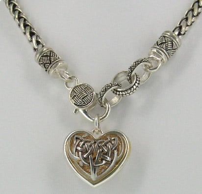 Celtic Necklace - Two Tone Celtic Heart Necklace