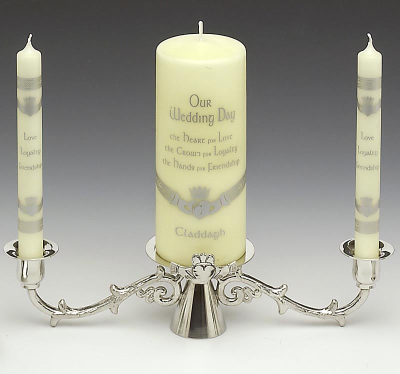 irish wedding gift - pewter claddagh wedding candle