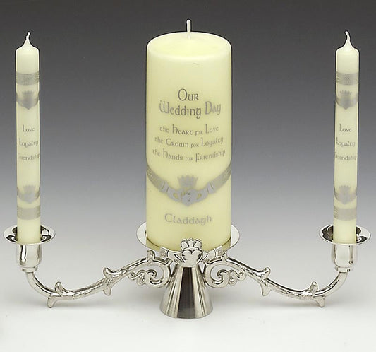 Irish Wedding Gift - Pewter Claddagh Wedding Candle