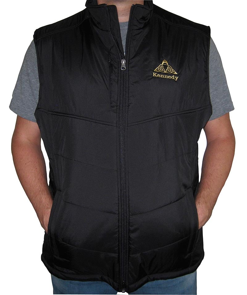 personalized black quilted vest