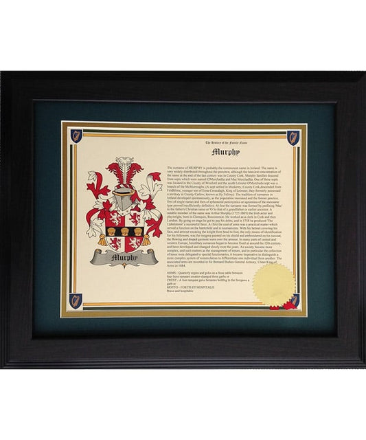Coat of Arms and History Framed (Landscape)