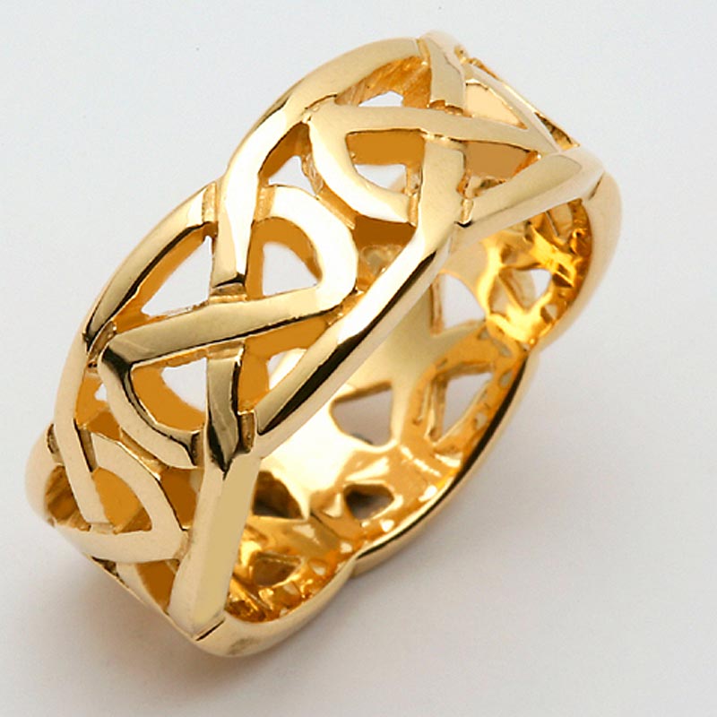irish wedding ring - celtic knot wide pierced sheelin mens wedding band