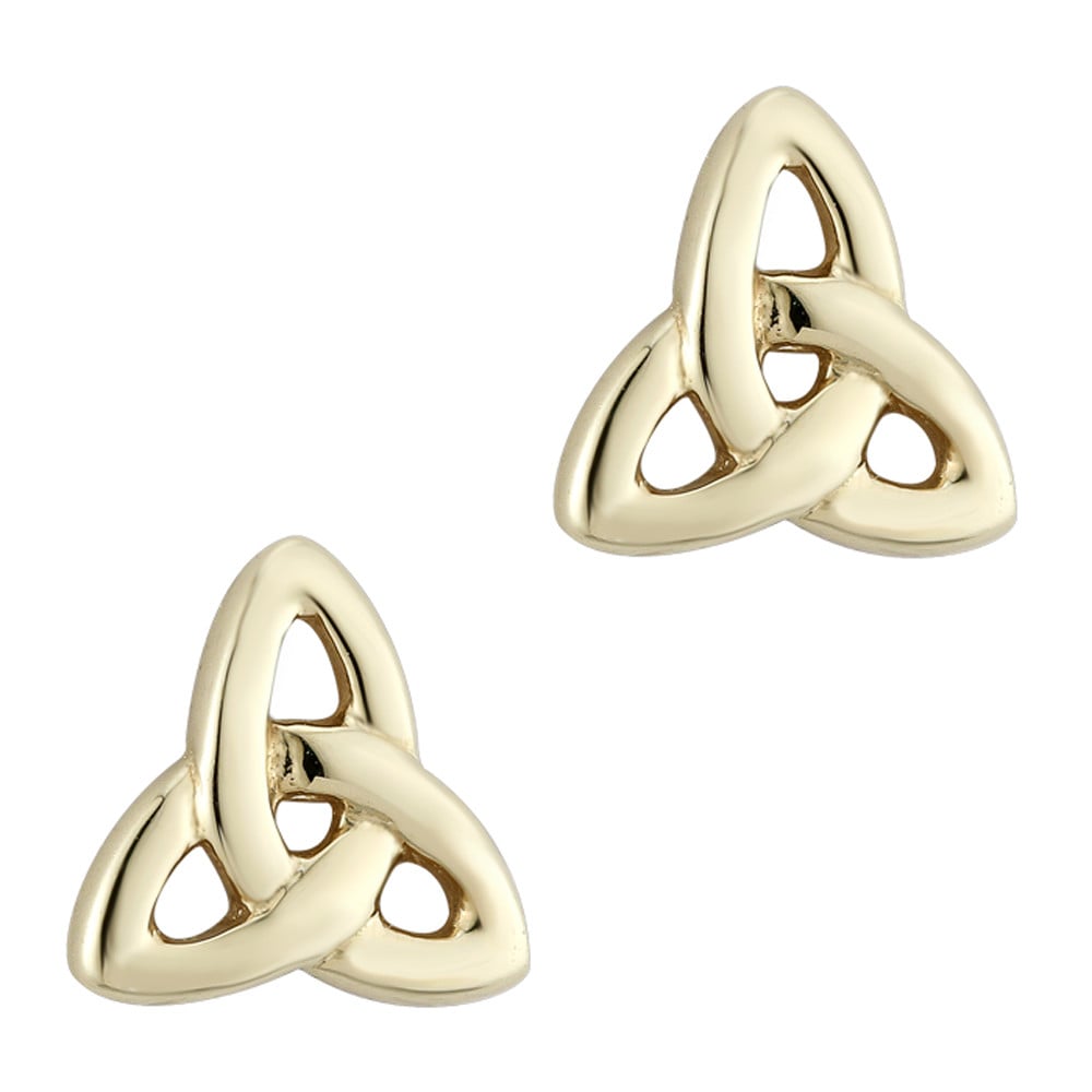14k yellow gold trinity knot earrings - medium