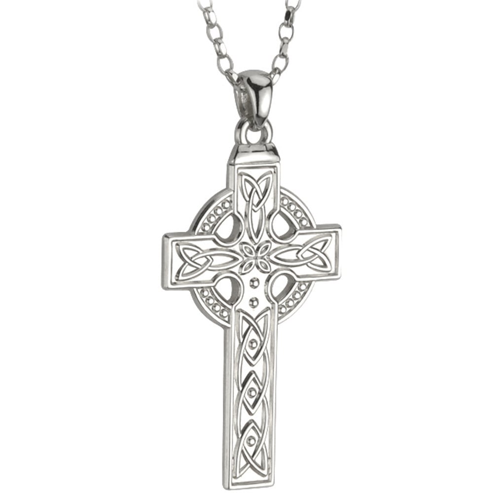 celtic pendant - men's sterling silver heavy celtic cross pendant with chain